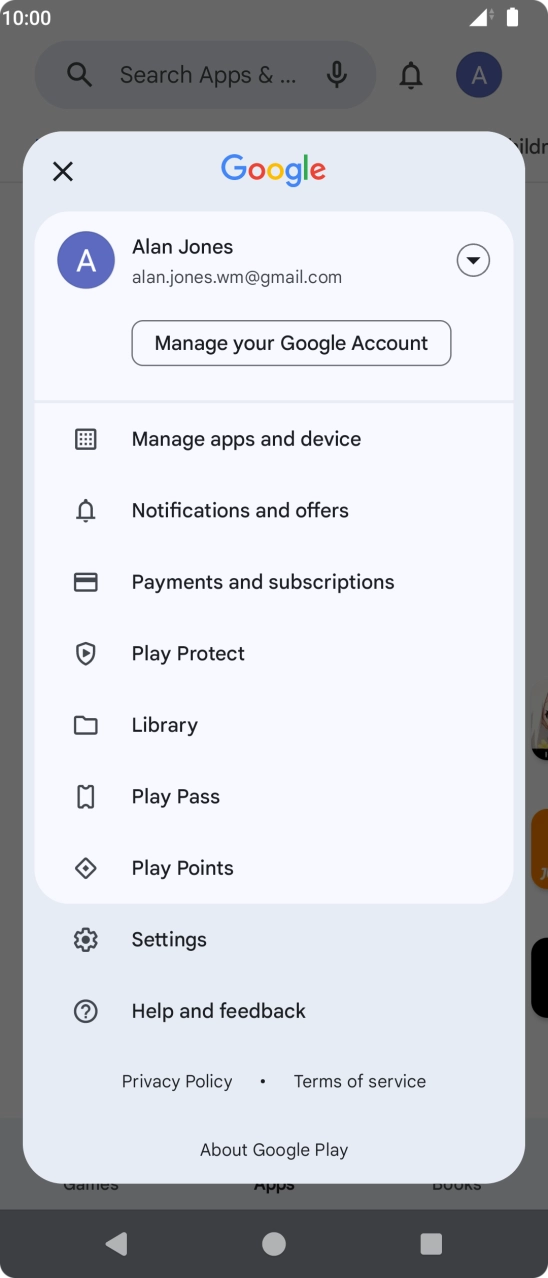 Press Manage apps and device.