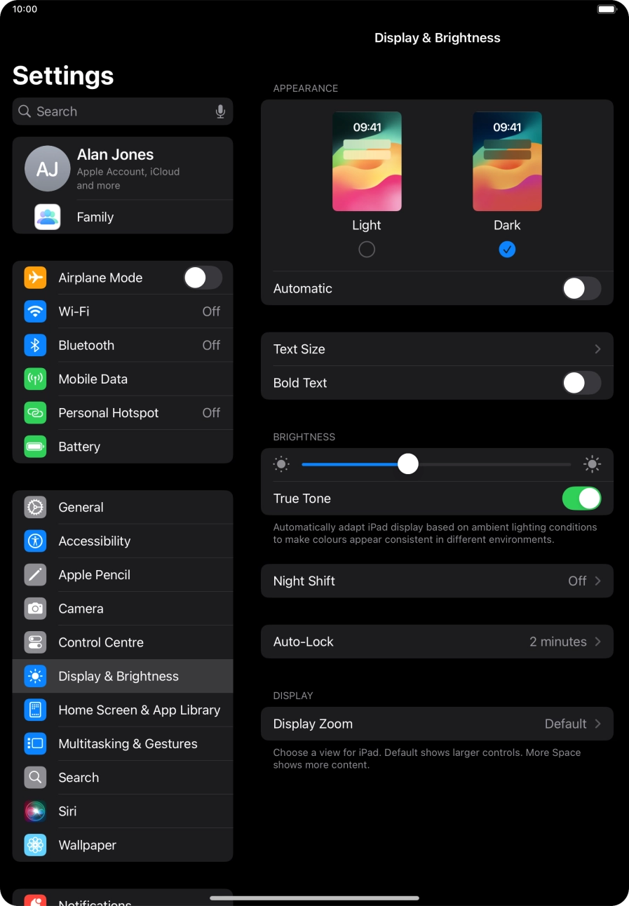 Press the indicator next to 'Automatic' to turn the function on or off.