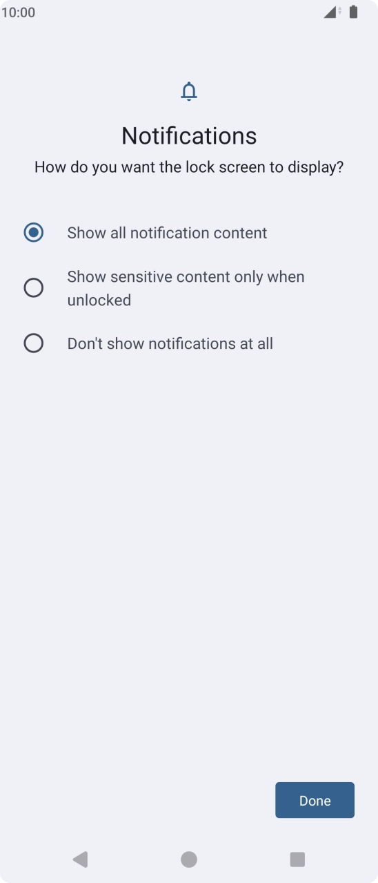Press the required setting. Press the required setting.