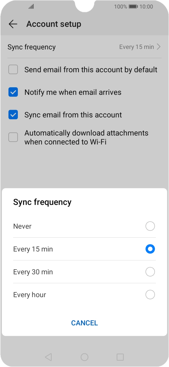 Press the required setting. Press the required setting.