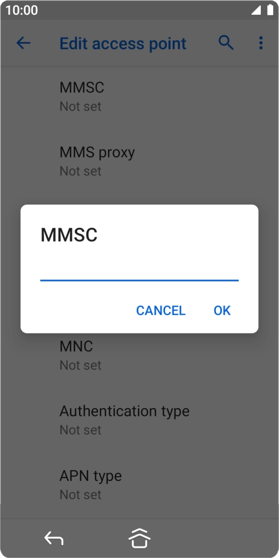Key in http://mmsc.mms.o2.co.uk:8002 and press OK.