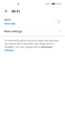 Press the indicator next to 'Wi-Fi' to turn on the function.