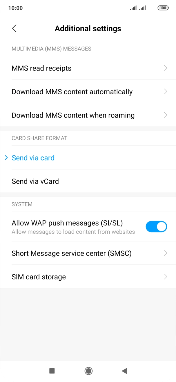 Press Short Message service center (SMSC).