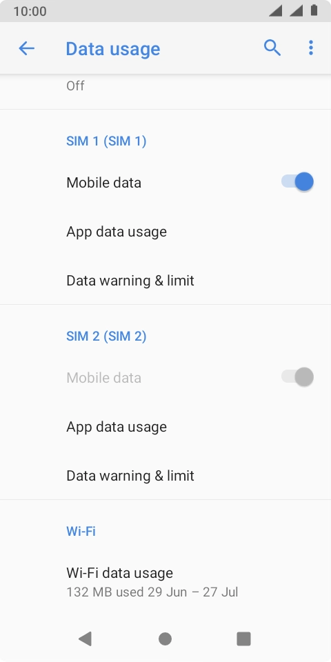 Press App data usage below the required SIM.