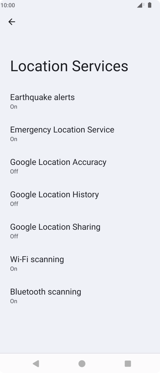 Press Google Location Accuracy. Press Google Location Accuracy.