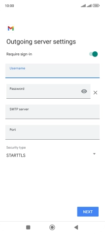 Press the field below 'Password' and key in the password of your email provider's outgoing server.