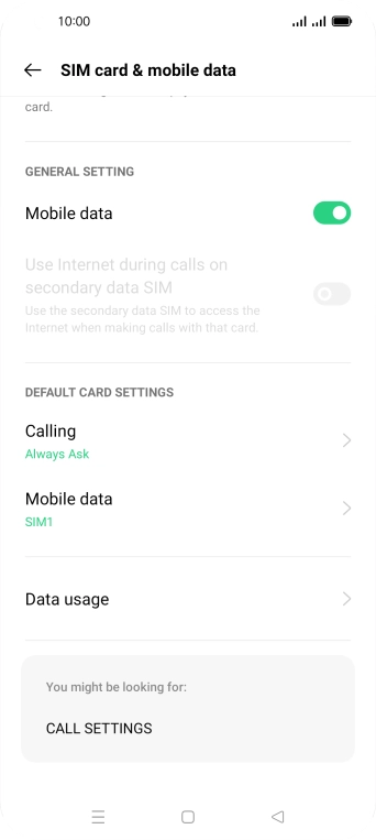 Press Data usage.