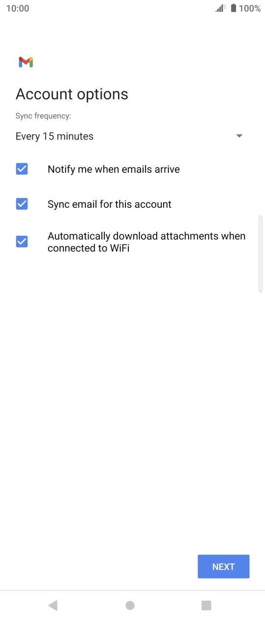 If this screen is displayed, you email account has been recognised and set up automatically. Follow the instructions on the screen to key in more information and finish setting up your phone. If this screen is displayed, you email account has been recognised and set up automatically. Follow the instructions on the screen to key in more information and finish setting up your phone.