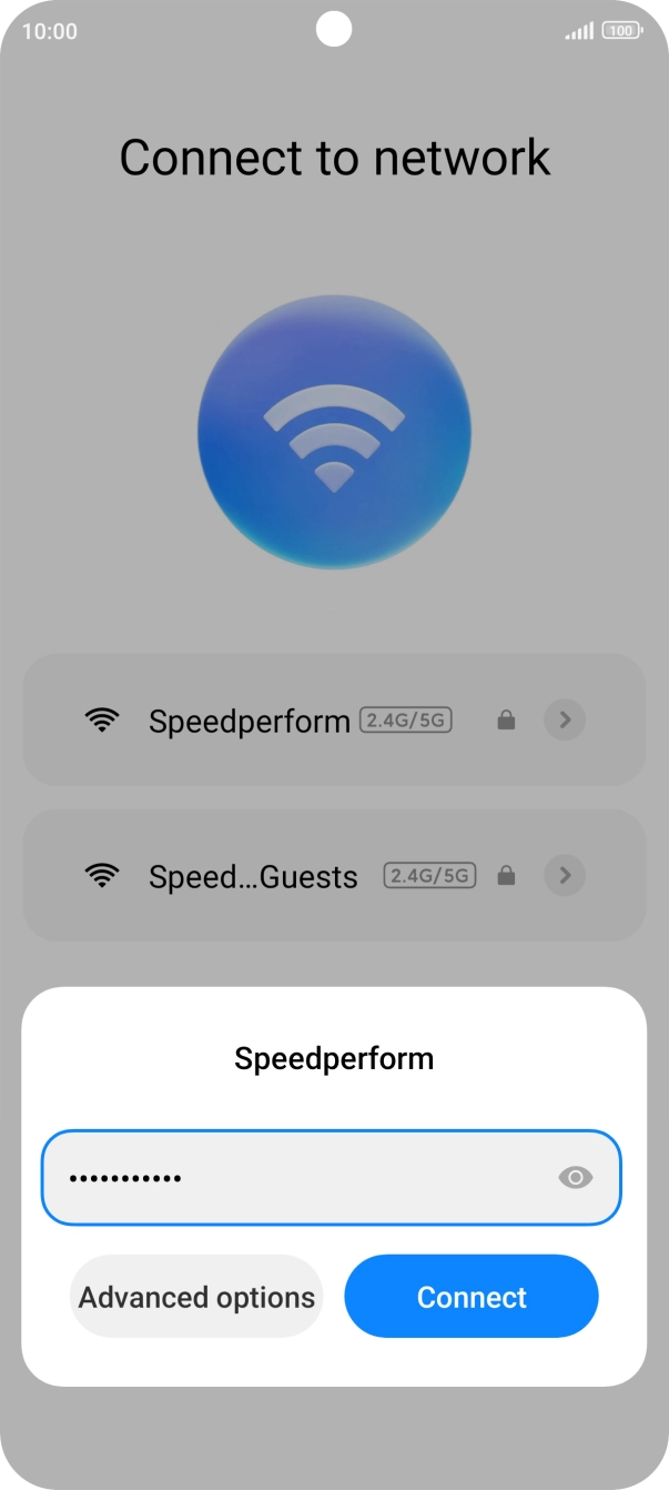 Key in the password for the WiFi network and press Connect.