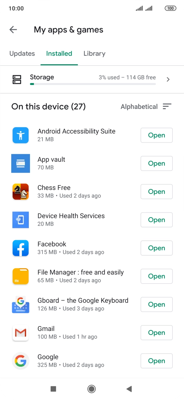 Press the required app.