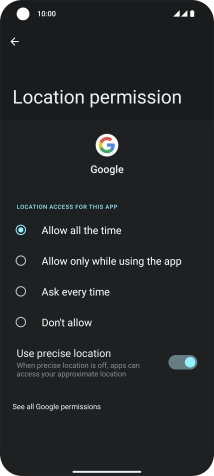 Press the required setting.