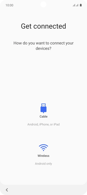 Press the required transfer method and follow the instructions on the screen to transfer the content from another phone.
