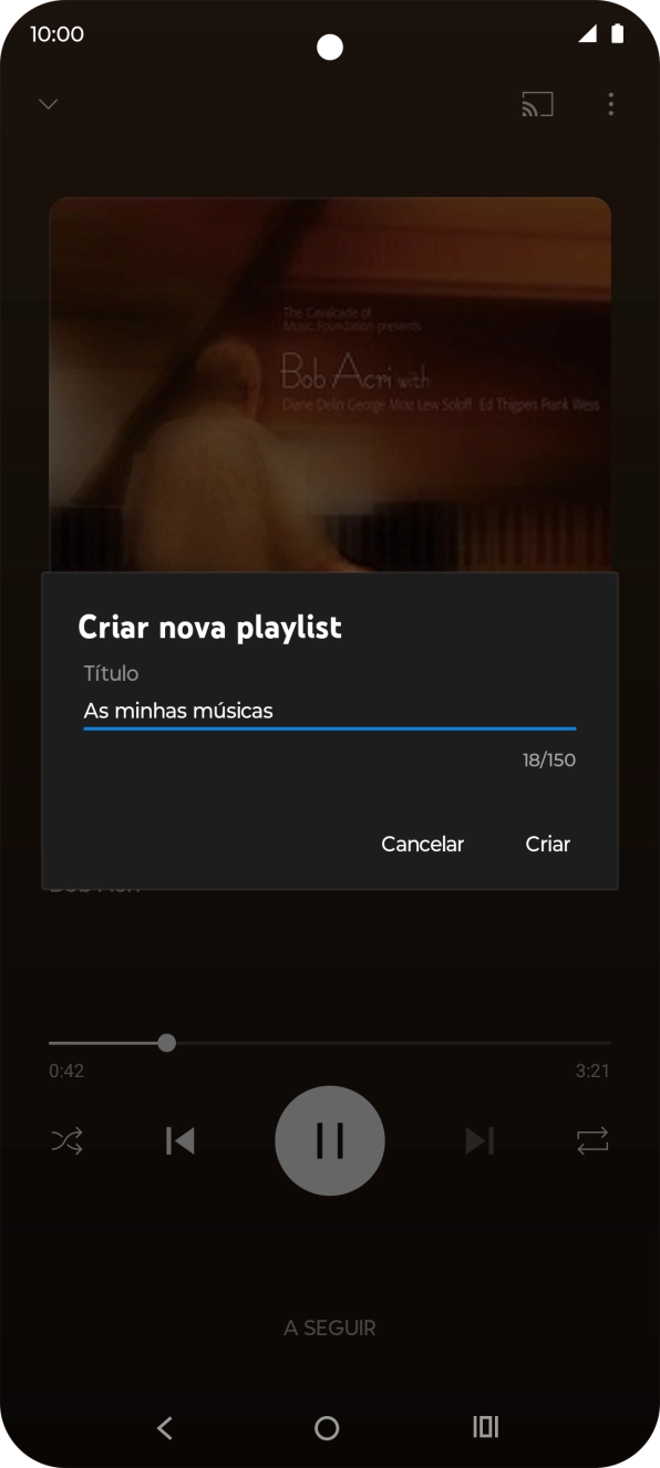 Introduza o nome pretendido para a lista de reprodução e prima Criar.
