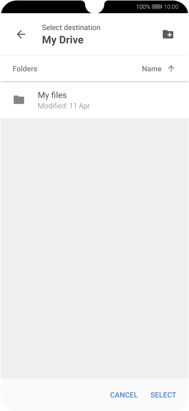 To create a new folder, press the new folder icon and follow the instructions on the screen to create a new folder.