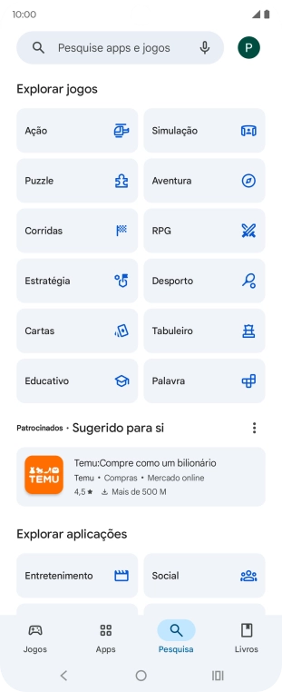 Prima a caixa de pesquisa.