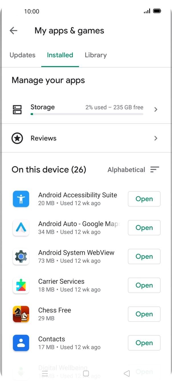 Press the required app.