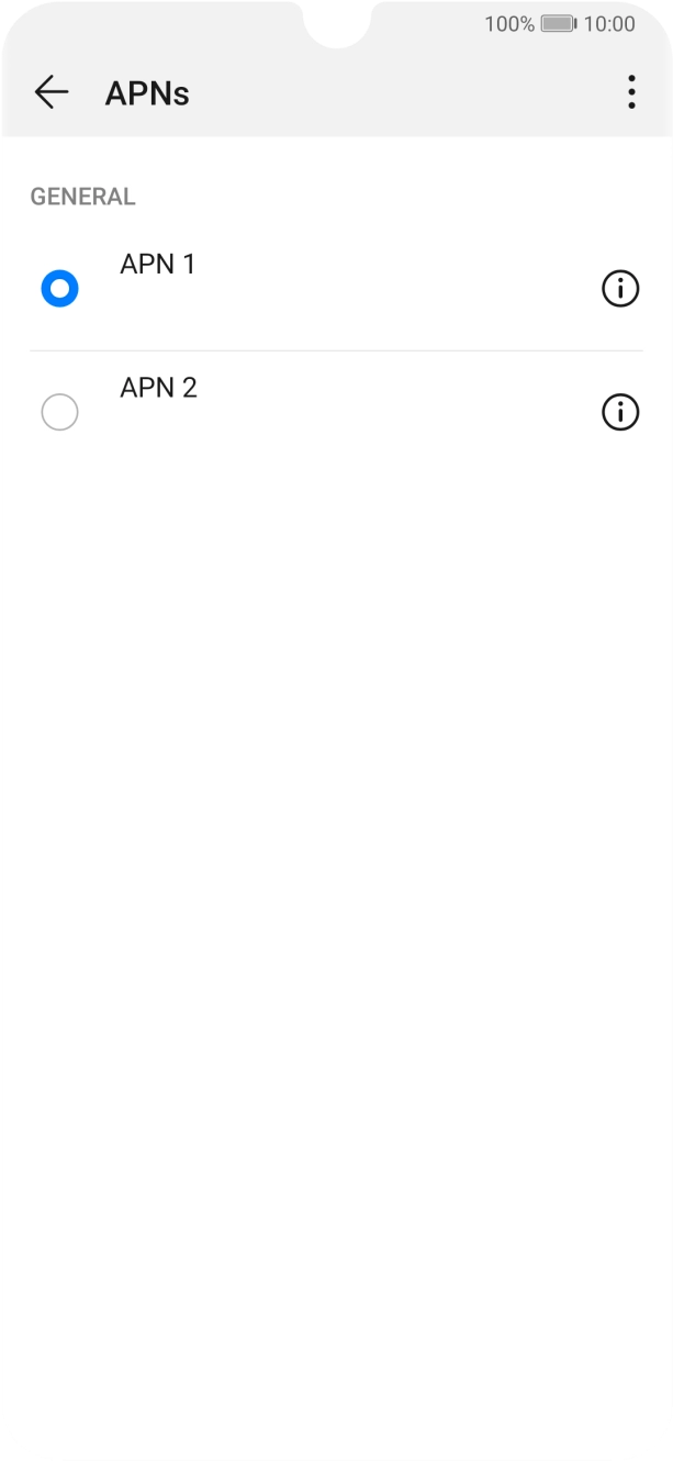 Press the field next to the required data connection to activate it. Press the field next to the required data connection to activate it.
