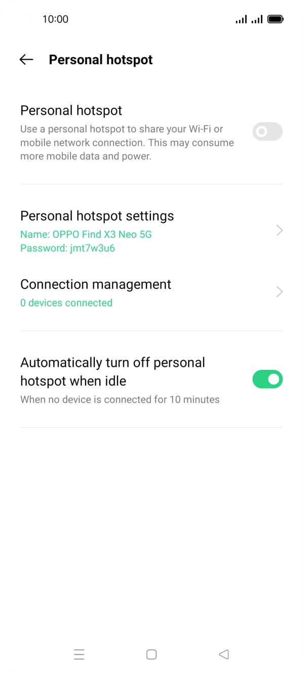 Press Personal hotspot settings. Press Personal hotspot settings.