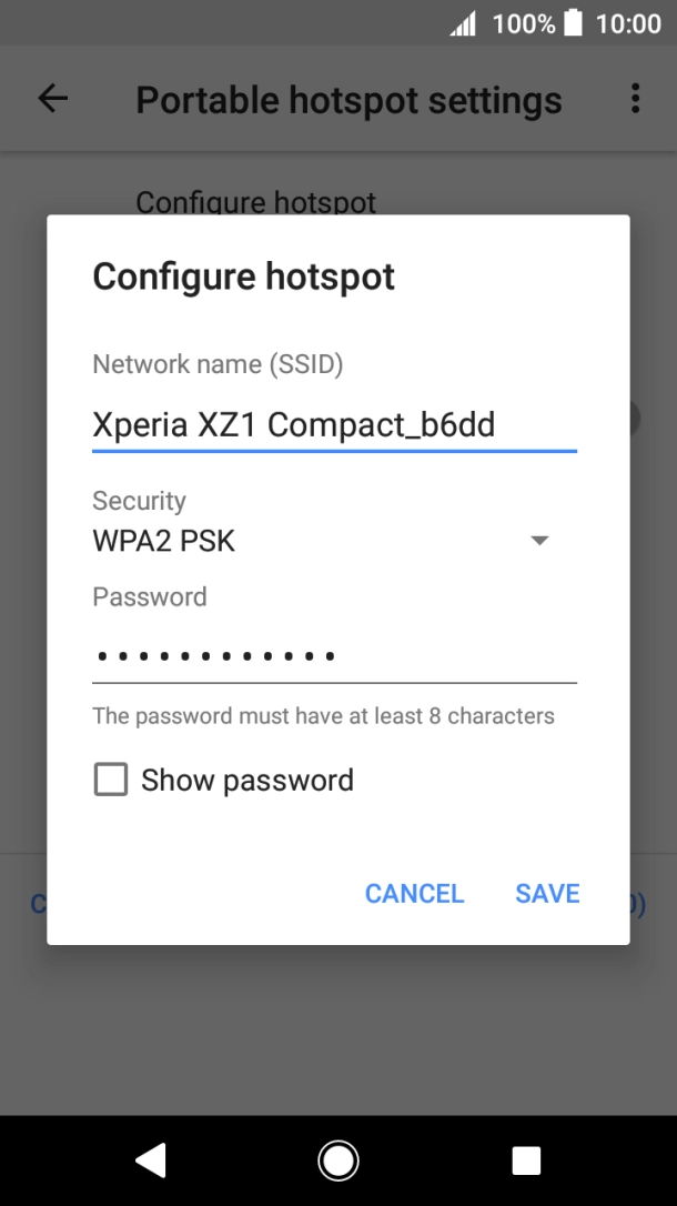 Press the field below 'Network name (SSID)' and key in the required name.