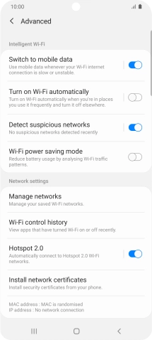 Press the indicator next to 'Switch to mobile data' to turn the function on or off.