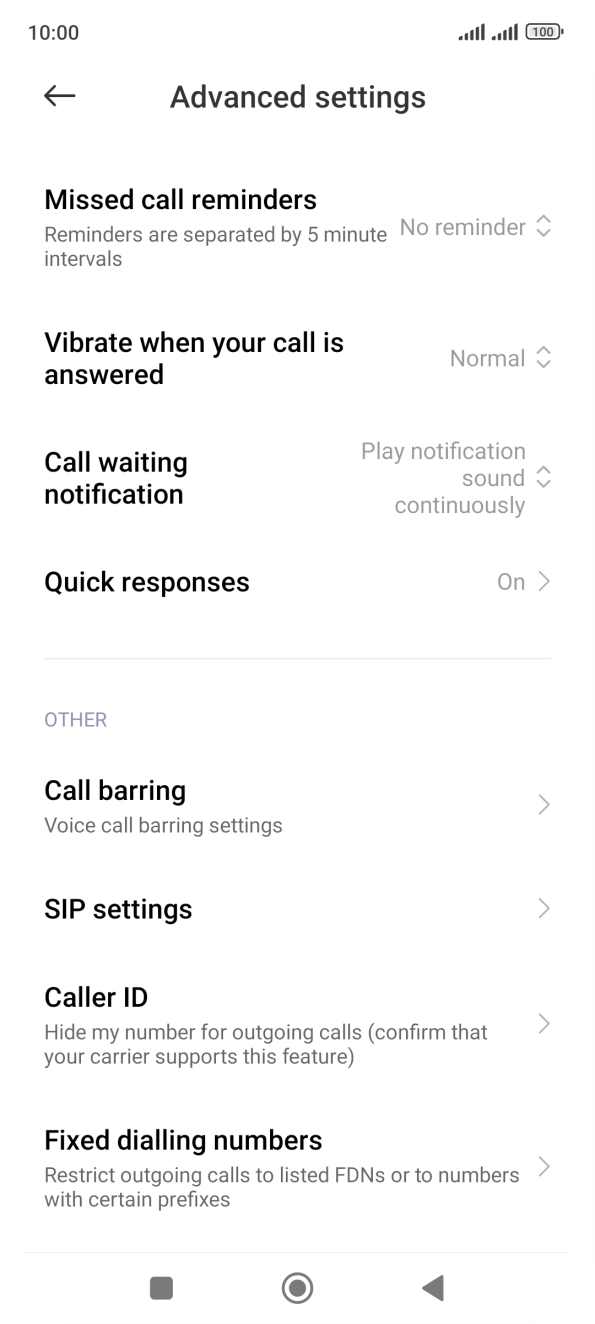 Press Call barring. Press Call barring.
