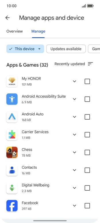Press the required app.