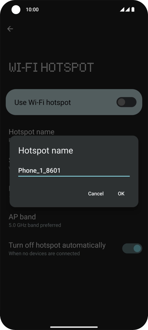 Key in the required WiFi hotspot name and press OK. Key in the required WiFi hotspot name and press OK.