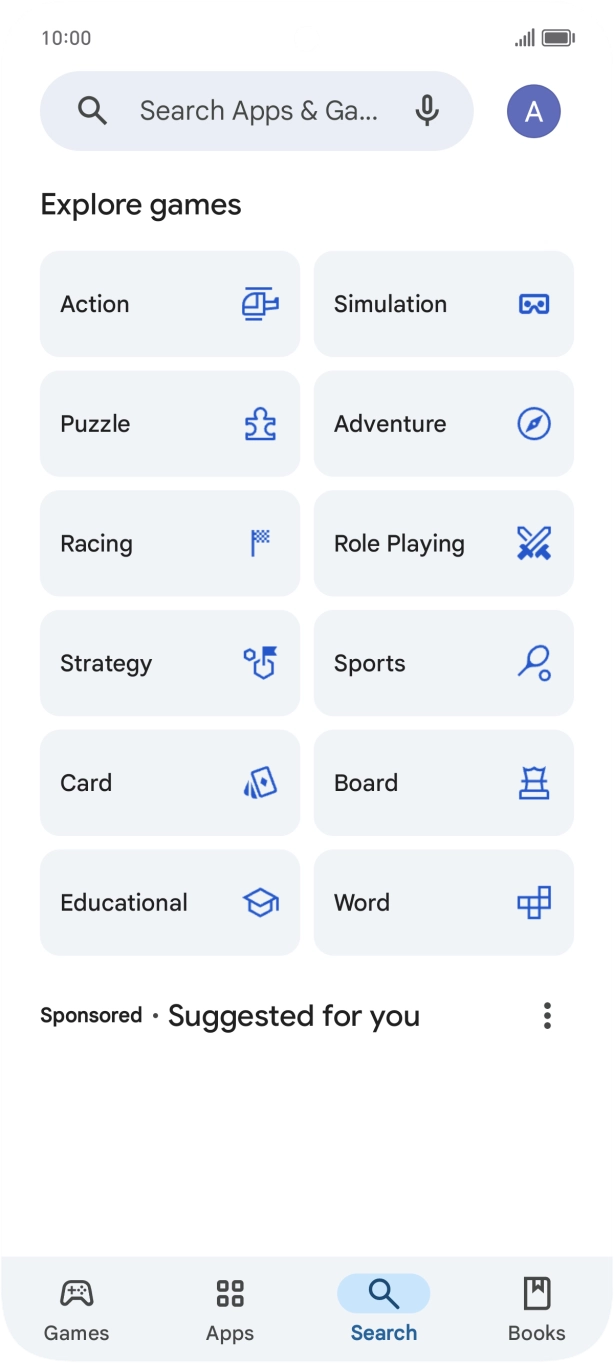 Press the search field.