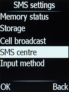 Select SMS centre.