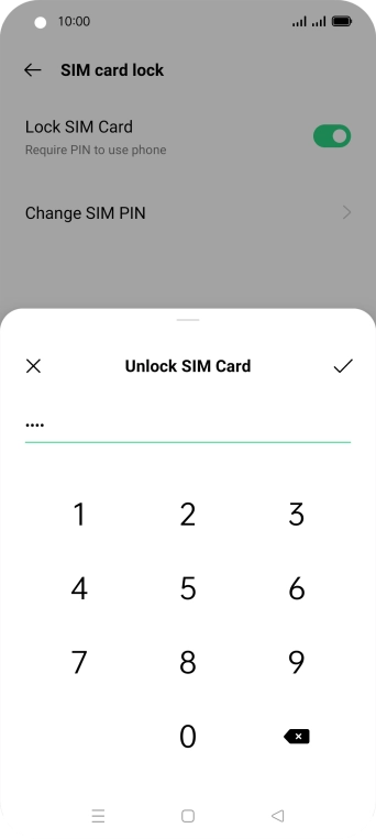 Key in your SIM PIN and press the confirm icon. The default SIM PIN is 0000.