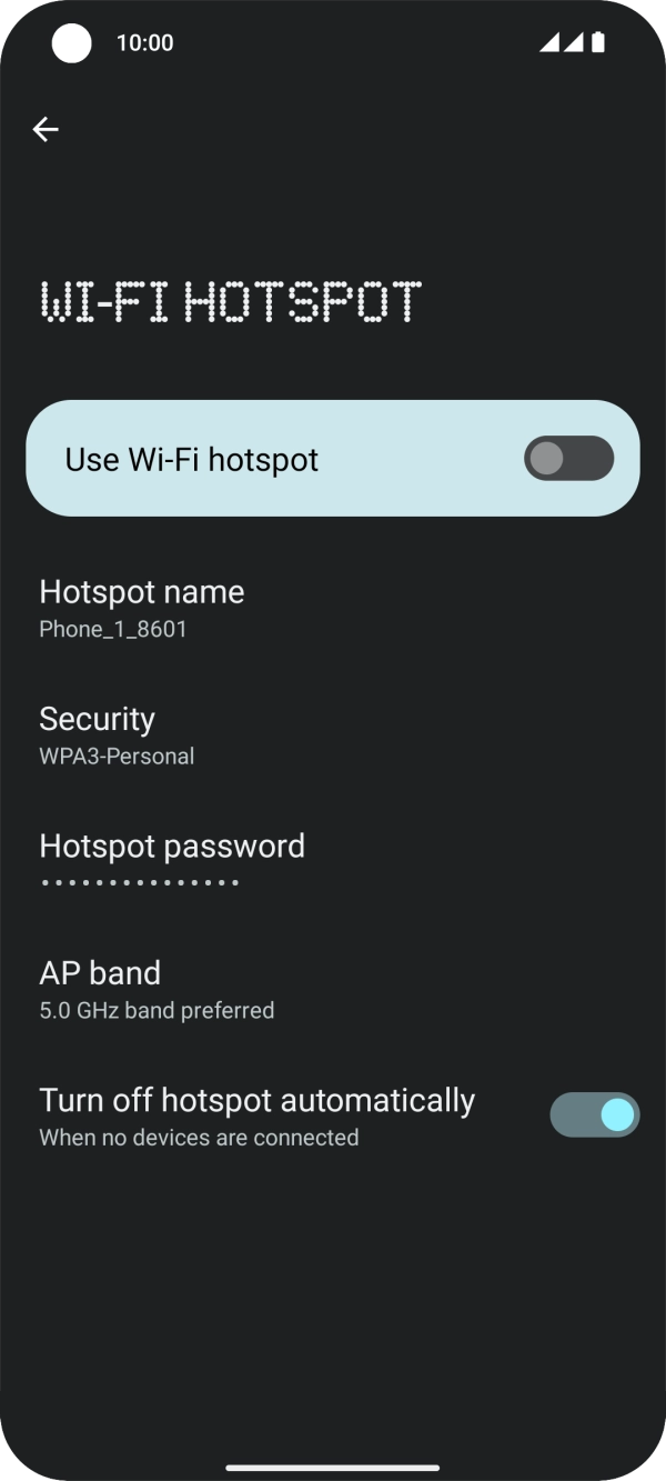 Press Hotspot password and key in the required password. Press Hotspot password and key in the required password.