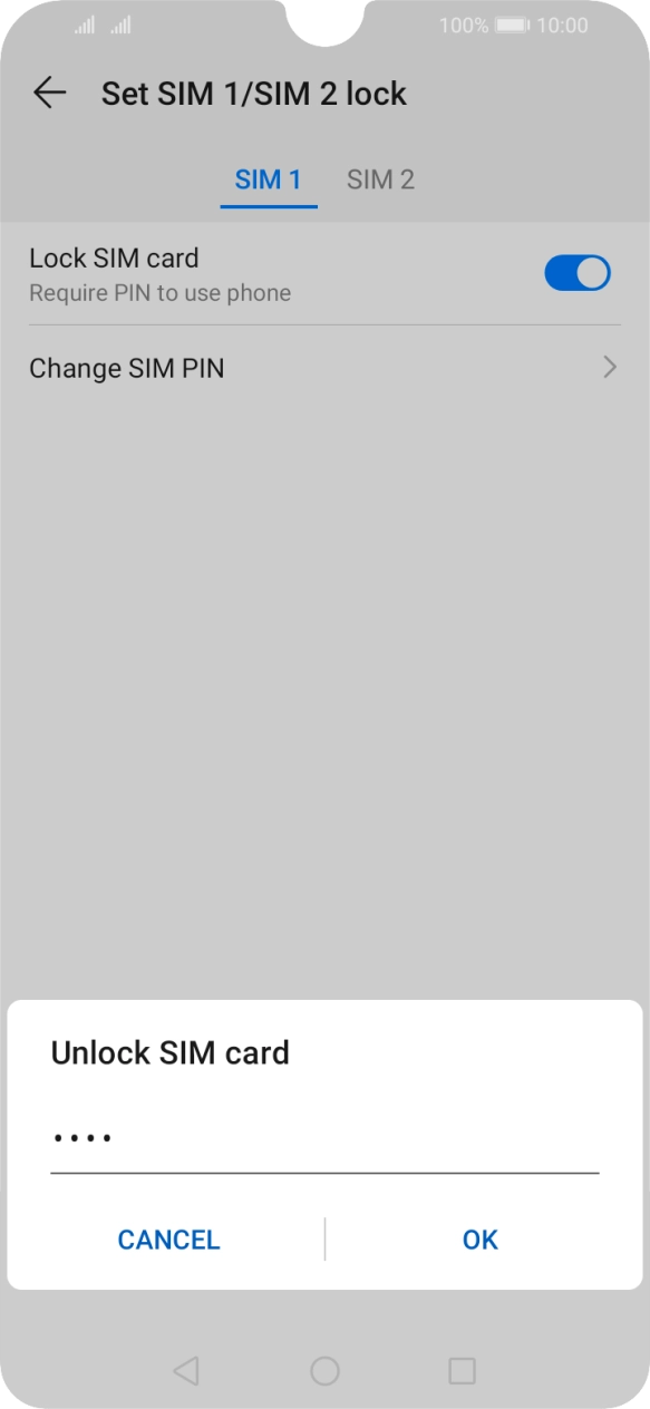 Key in your SIM PIN and press OK. The default SIM PIN is 0000.