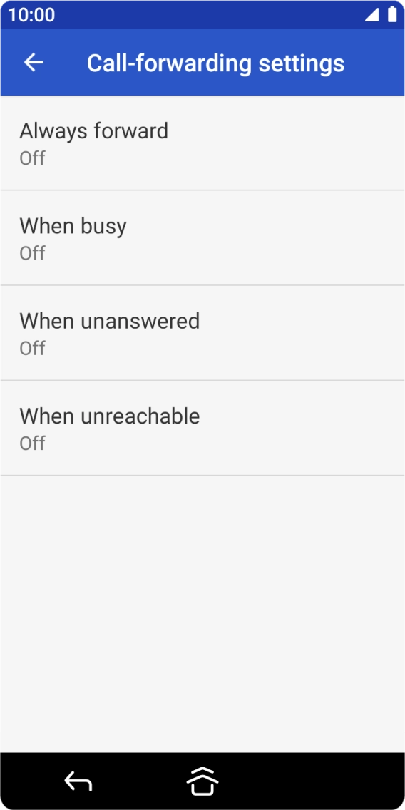 Press the required divert type. Press the required divert type.