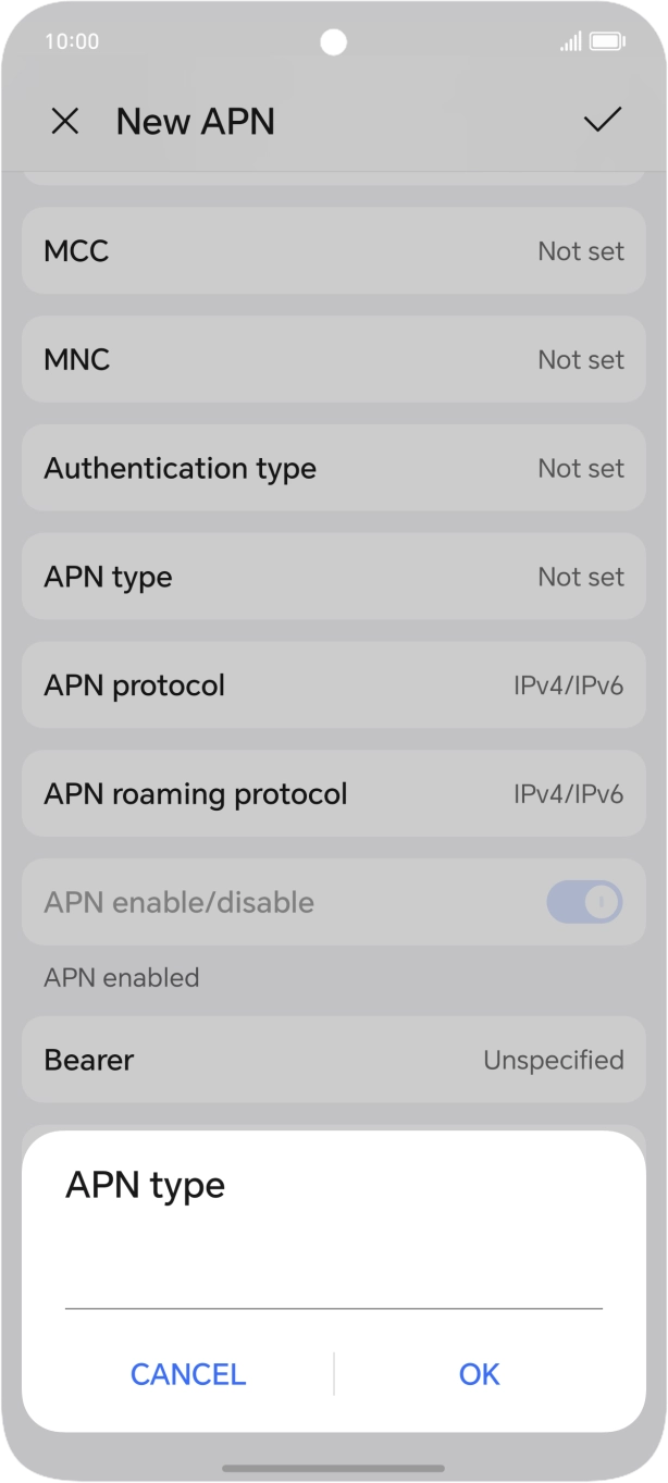 Key in default and press OK. Key in default and press OK.
