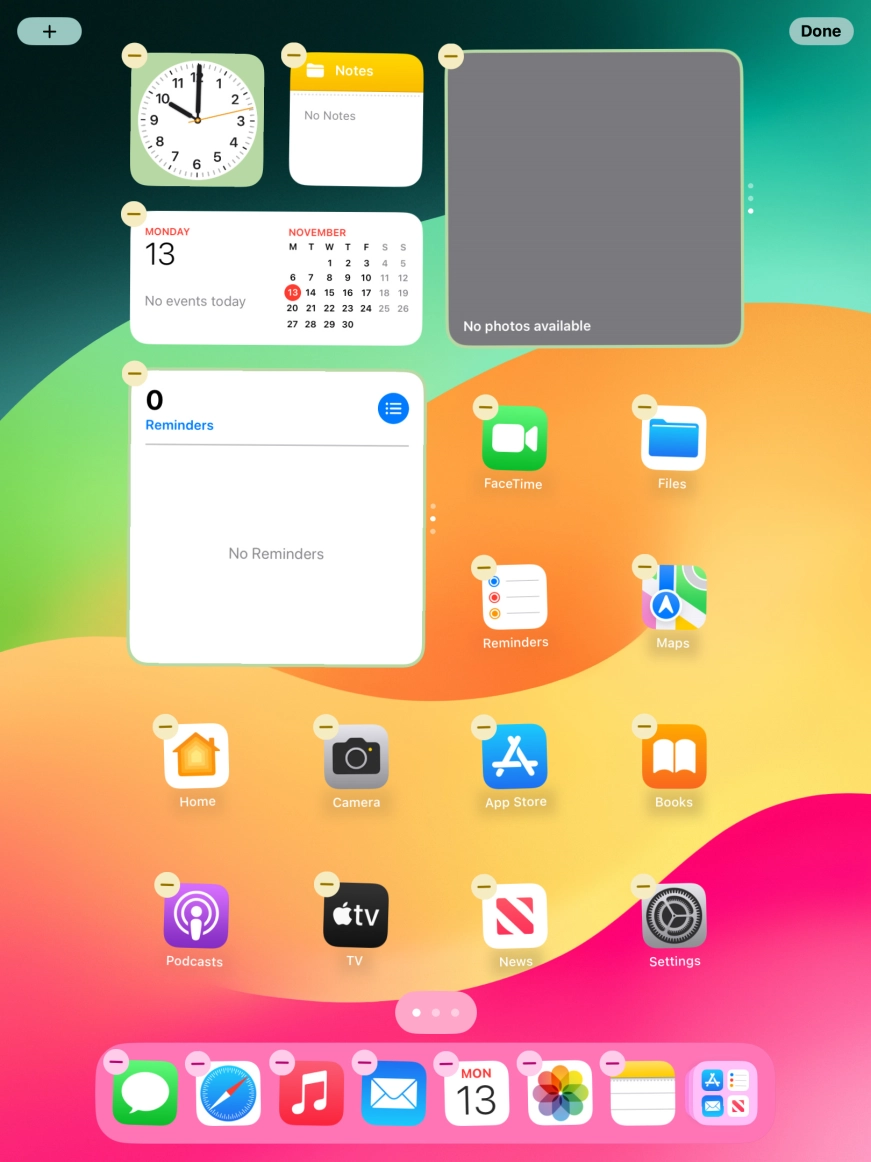 Press the home screen page icon.