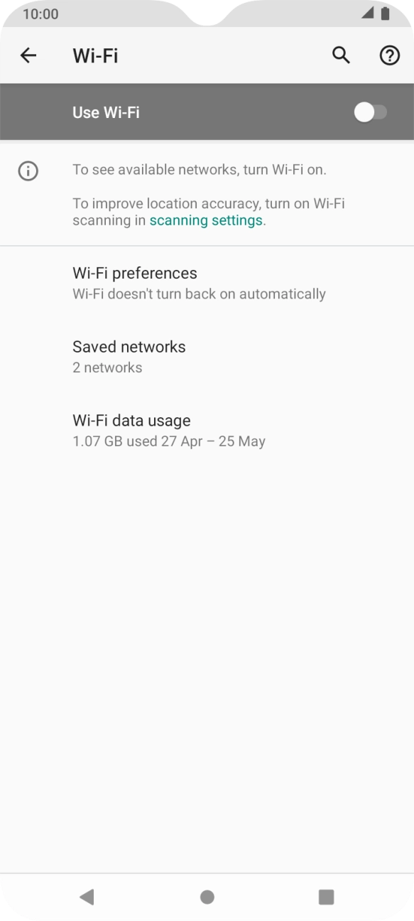 Press the indicator next to 'Use Wi-Fi' to turn on the function.