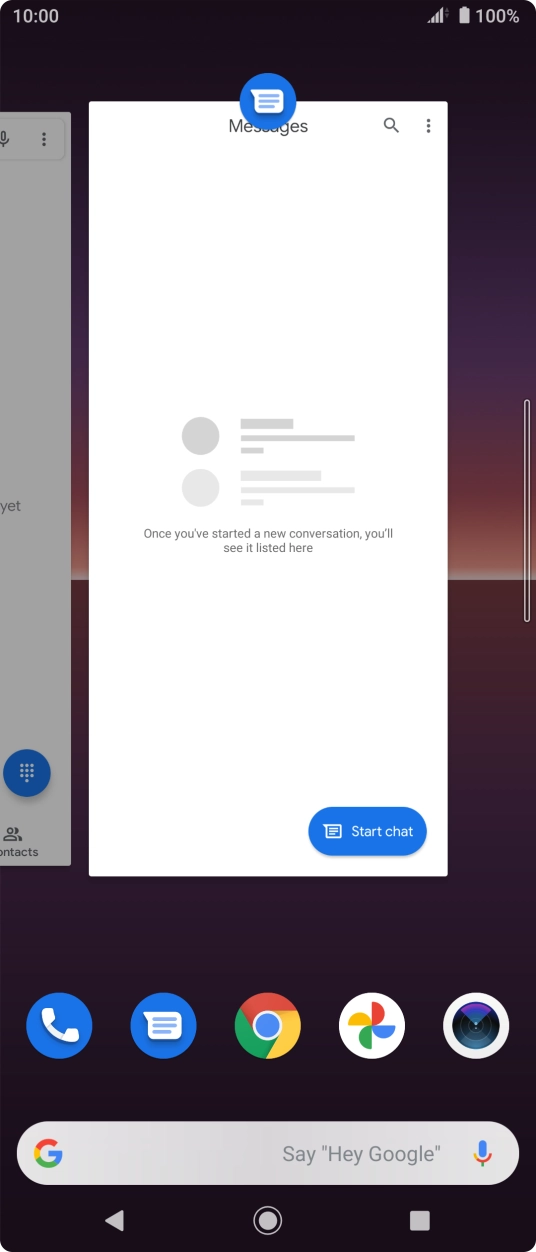 To end all running applications, slide you finger right on the screen.