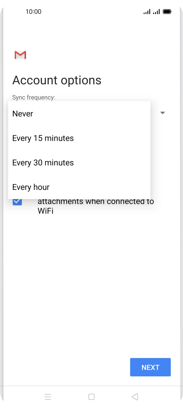 Press the required setting.