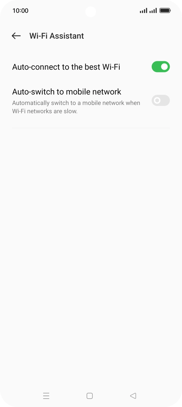 Press the indicator next to 'Auto-switch to mobile network' to turn the function on or off. Press the indicator next to 'Auto-switch to mobile network' to turn the function on or off.