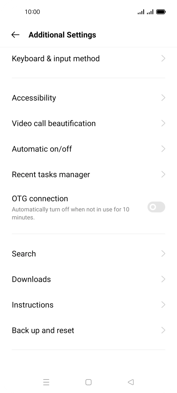 Press Back up and reset.