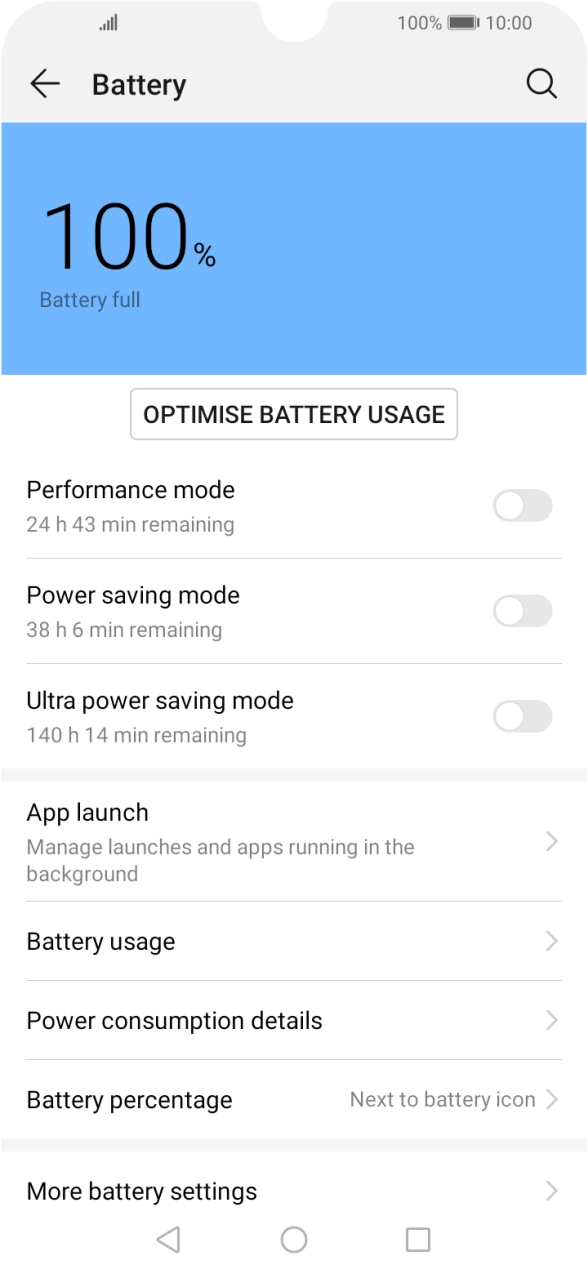Press the indicator next to the required setting to turn on the function.