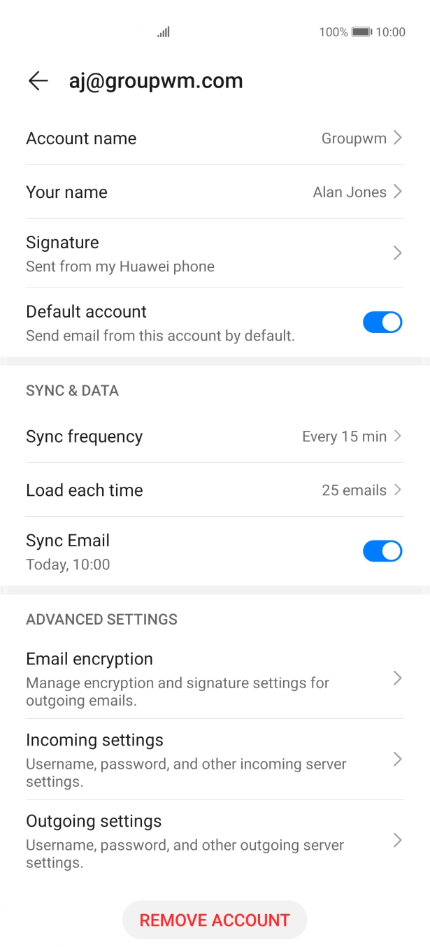 Press Account name and key in the required name. Press Account name and key in the required name.