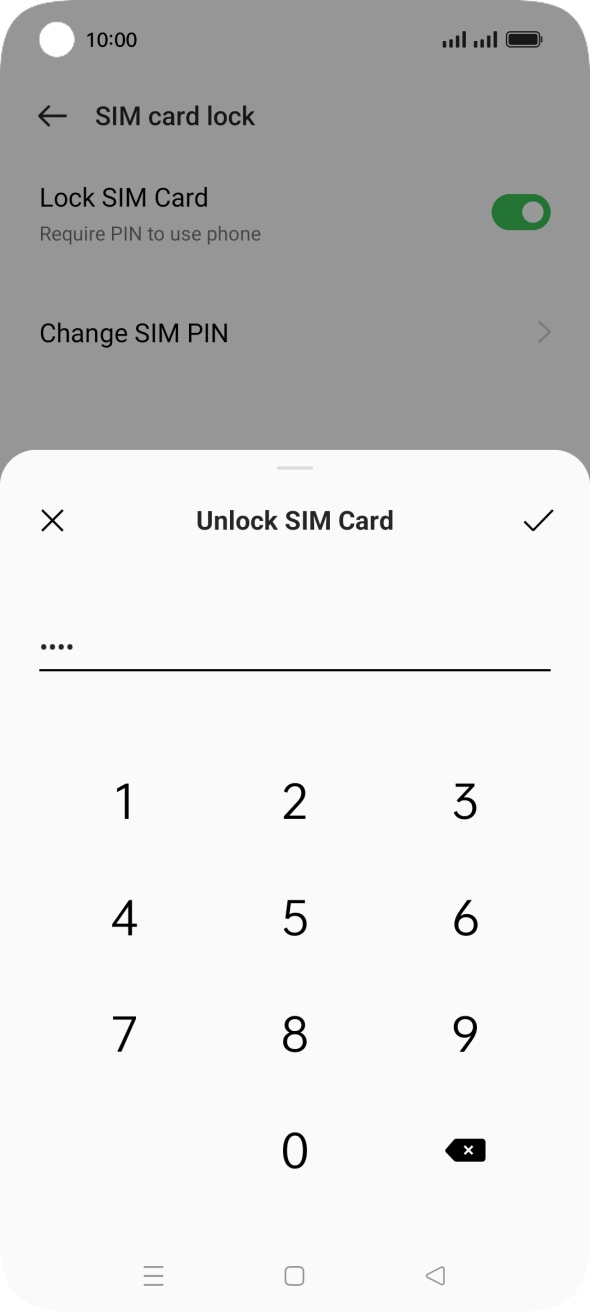 Key in your SIM PIN and press the confirm icon. The default SIM PIN is 0000.