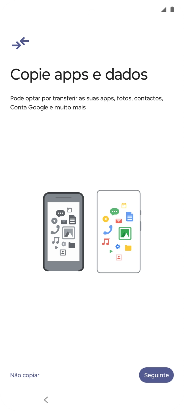 É possível transferir conteúdo de outro telefone quando o telefone for ativado antes da primeira utilização e quando o telefone tiver sido reiniciado. Quando esta imagem for mostrada no ecrã, o telefone está pronto para transferir conteúdo de outro telefone.