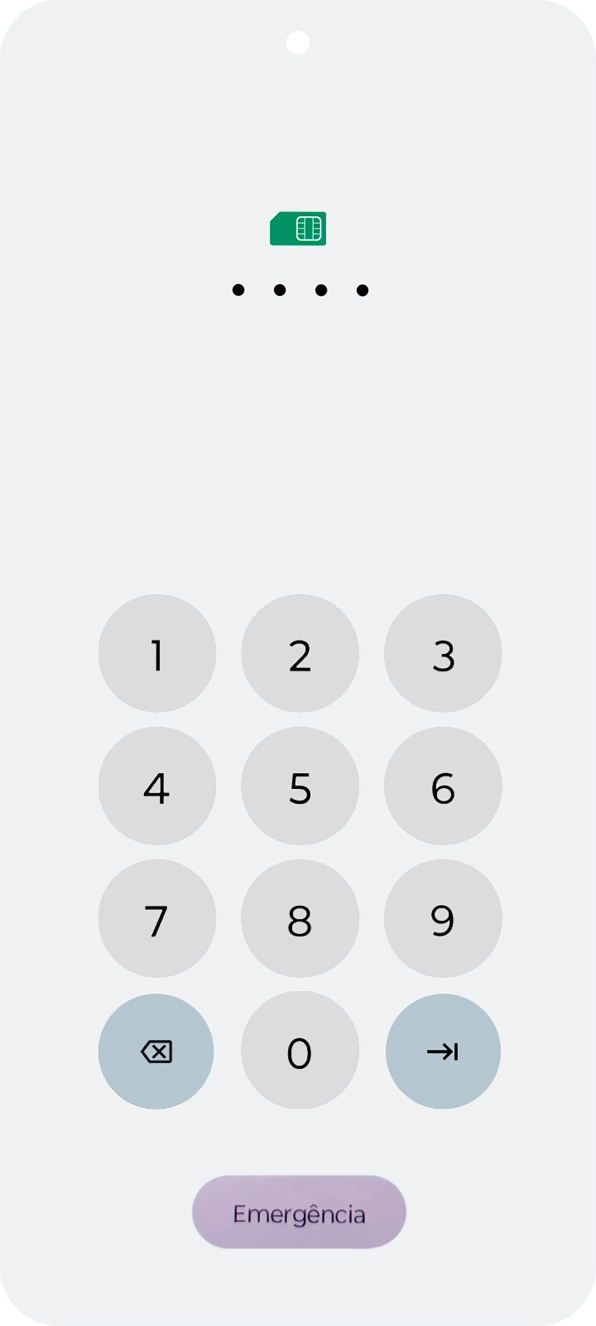 Se o cartão SIM estiver bloqueado, deve introduzir o seu código PIN e premir a seta para a direita.