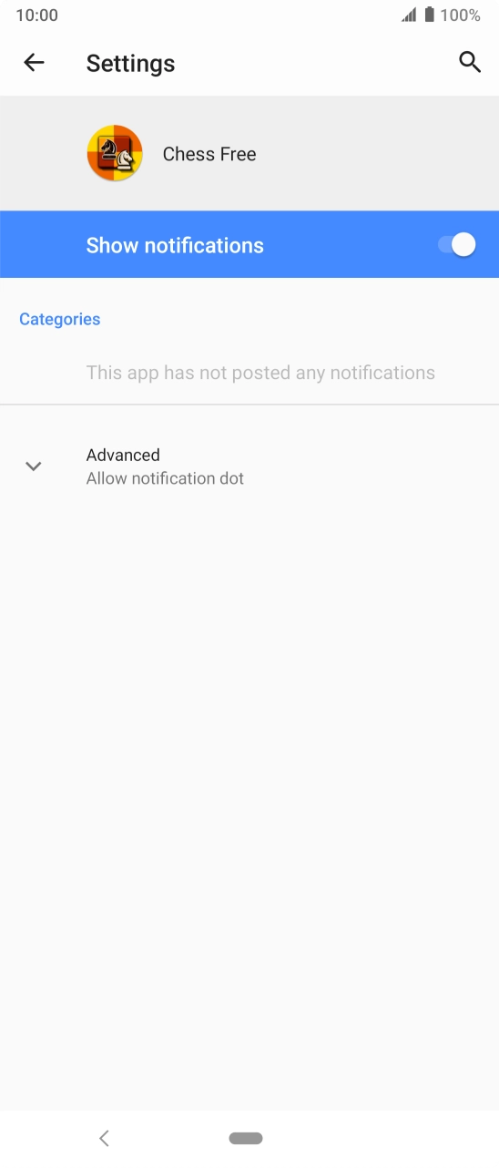 Press the indicator next to 'Show notifications' to turn the function on or off.