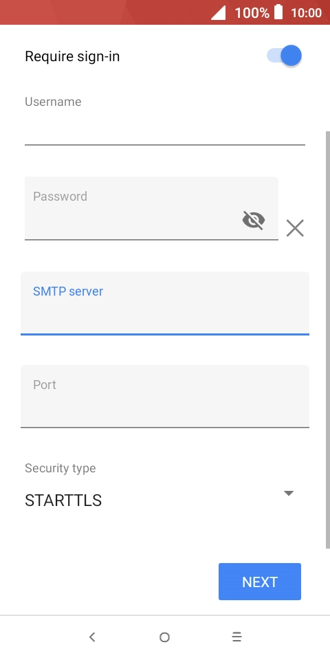 Press the field below 'Port' and key in 25.
