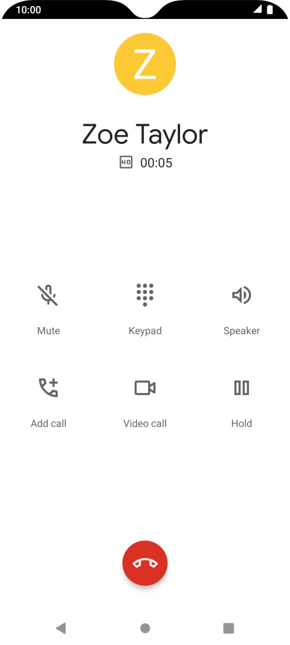 Press the end call icon.