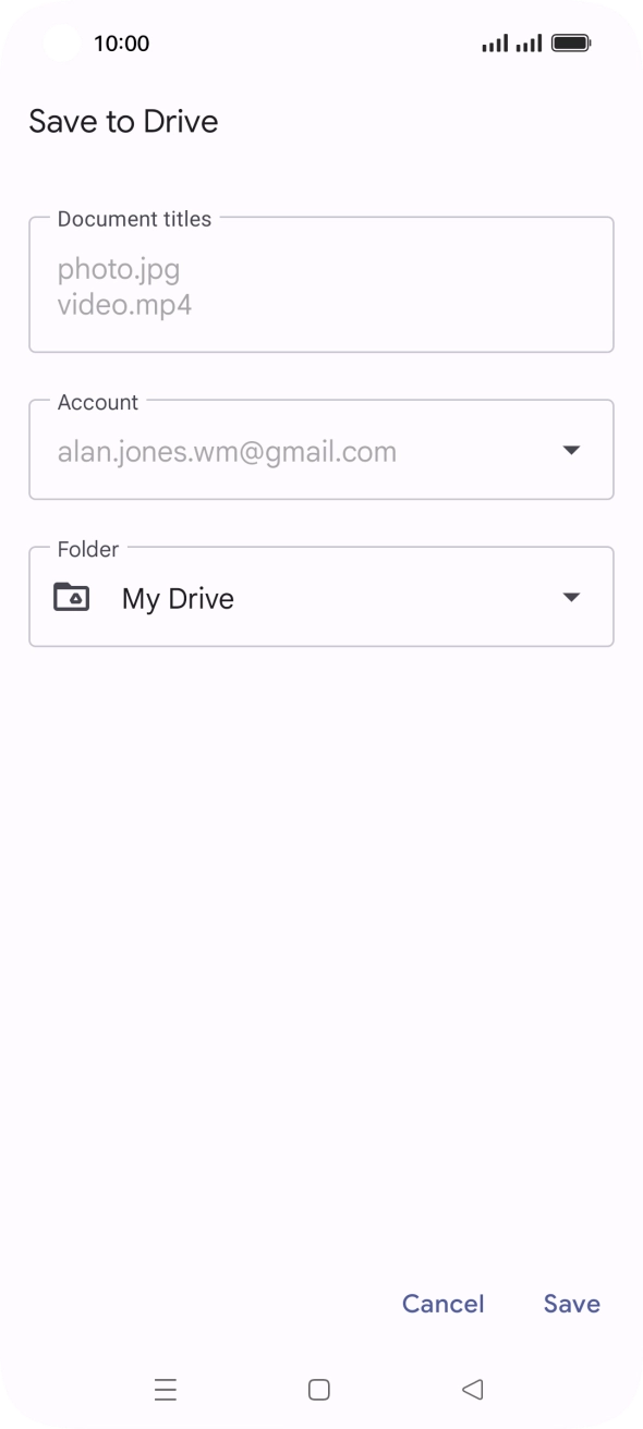 Press the field below 'Folder' and go to the required folder. Press the field below 'Folder' and go to the required folder.
