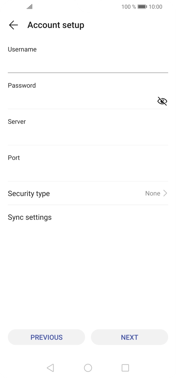 Press the field below 'Server' and key in the name of your email provider's incoming server.